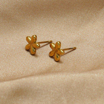 Minimal Floral Stud Earrings & Petite Pendant Necklace Set