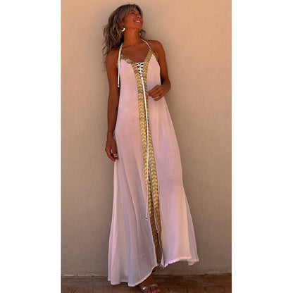 Elegant Lace-Up Halterneck Dress by Elizabeth Ainsley