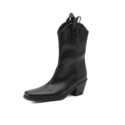 Elizabeth Ainsley Square-Toe Boots - Chunky Heel Comfort