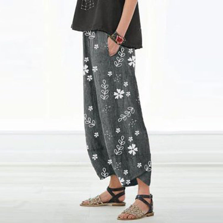 Floral Cotton Wide-Leg Pants by Elizabeth Ainsley