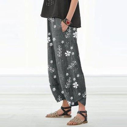 Floral Cotton Wide-Leg Pants by Elizabeth Ainsley