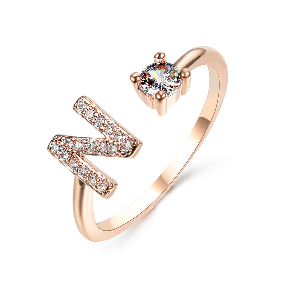 Personalized Diamond Initial Ring