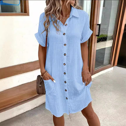 Chic Short Sleeve Shirt Dress by Elizabeth Ainsley