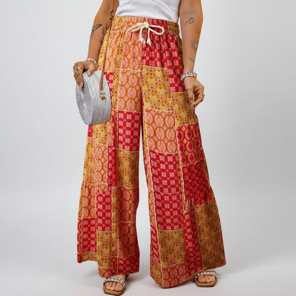 Boho Floral Elizabeth Ainsley Wide Leg Pants