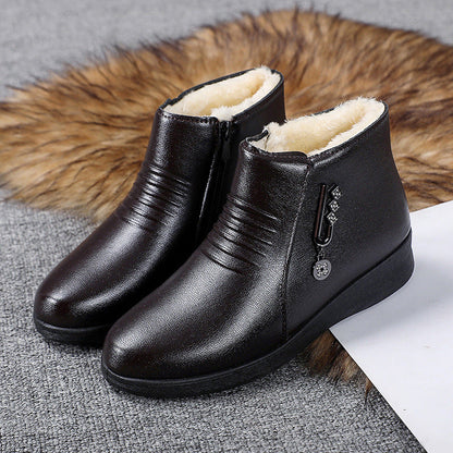 Elizabeth Ainsley Fleece-Lined Leather Shoes - Flat Comfort
