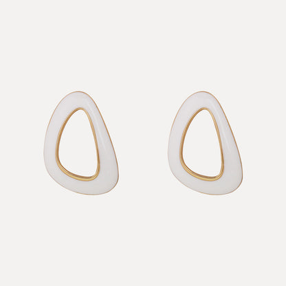 White Abstract Triangle Hoop Earrings