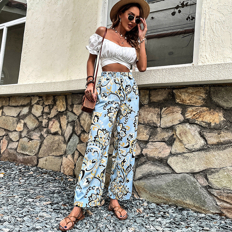 Floral Print Straight-Leg Pants by Elizabeth Ainsley