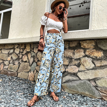 Floral Print Straight-Leg Pants by Elizabeth Ainsley