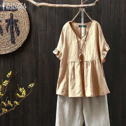 Ruffled Cotton Plus Top Elizabeth Ainsley Pinterest-Inspired