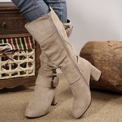 Elizabeth Ainsley Beltbuckle Boots - Chunky Heel Comfort