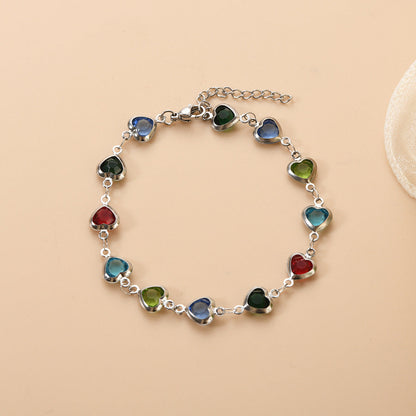 Heart-Accent Chain Bracelet with Elegant Linked Design