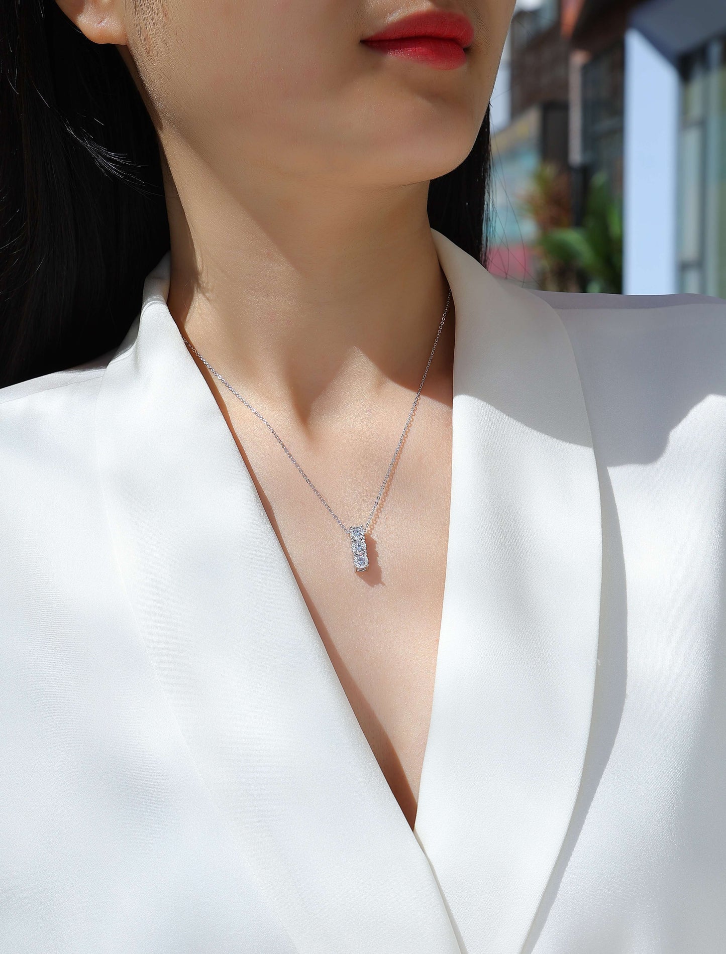 Triple Stone Crystal Drop Necklace