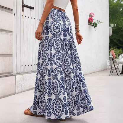 Blue Porcelain Print Elizabeth Ainsley Swing Skirt