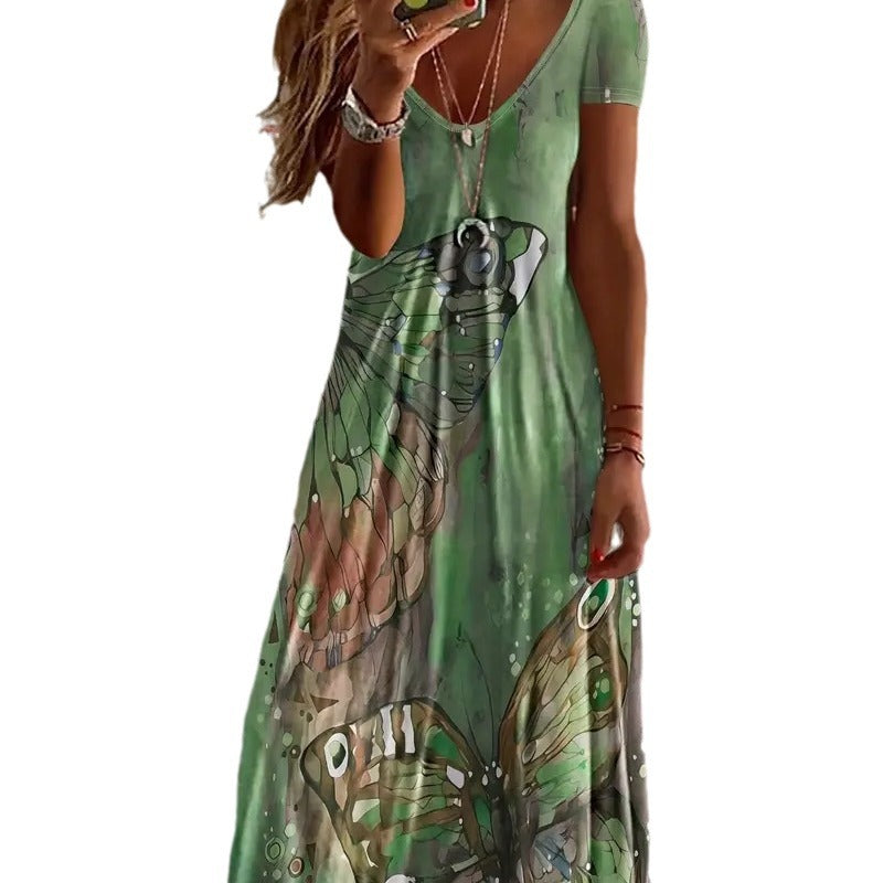 Bohemian Butterfly Print Elizabeth Ainsley Maxi Dress