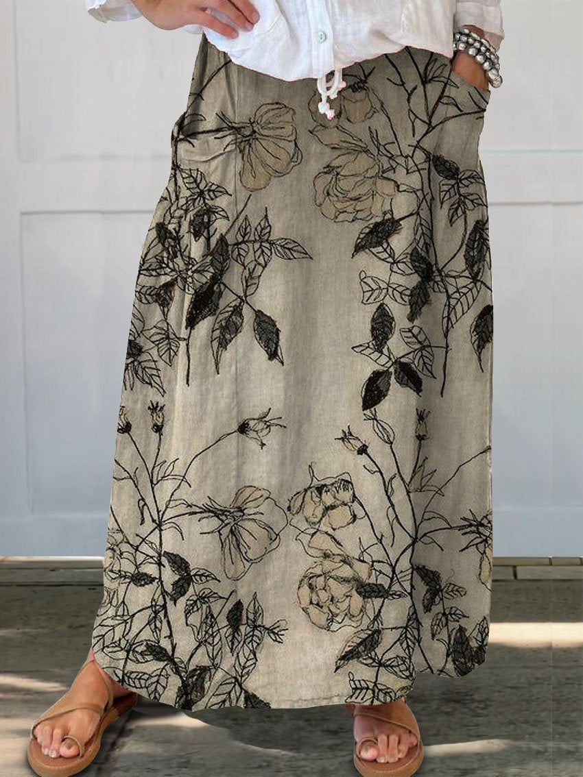Retro Floral Elizabeth Ainsley Everyday Pocket Skirt