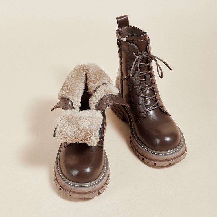 Made | Fur-Lined Combat Orthopedic Lace-Up Boots