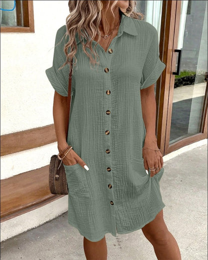 Chic Short Sleeve Shirt Dress by Elizabeth Ainsley