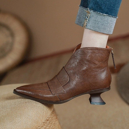 Elizabeth Ainsley Vintage Ankle Boots - Pointed Toe Comfort