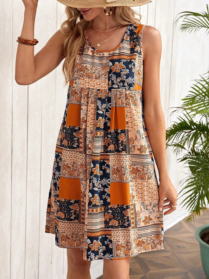 Printed A-Line Sleeveless Dress by Elizabeth Ainsley