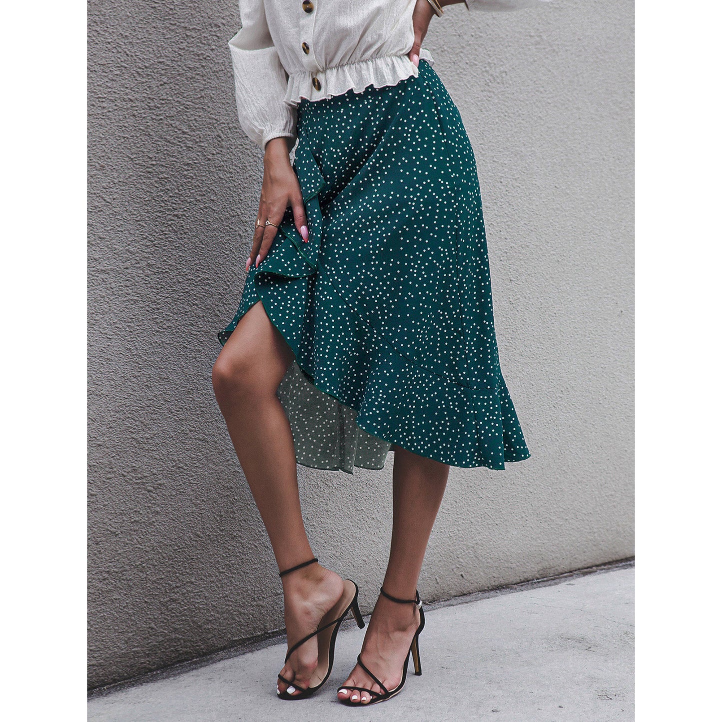 Elegant Ruffle Polka Dot Skirt by Elizabeth Ainsley