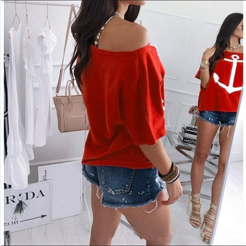 Nautical Anchor Off-Shoulder Top by Elizabeth Ainsley