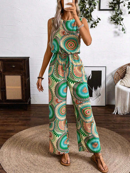 Boho Printed Elizabeth Ainsley Sleeveless Jumpsuit