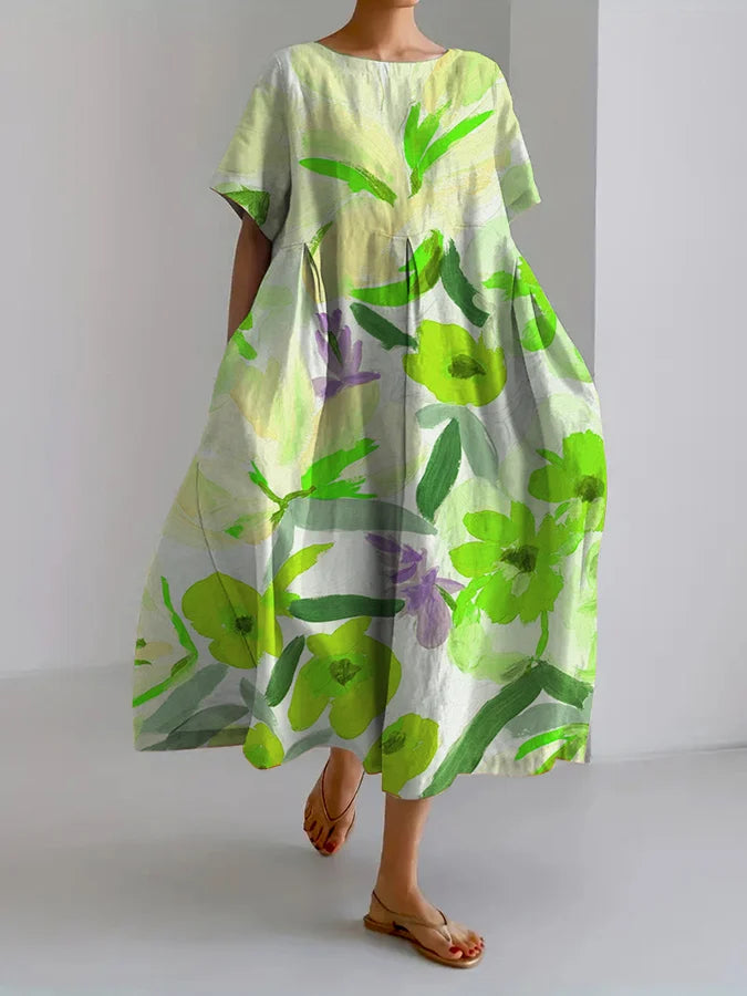 Artful Floral Elizabeth Ainsley Summer Midi Dress