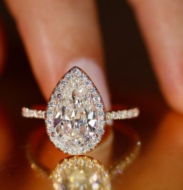 Pear Halo Solitaire Engagement Ring