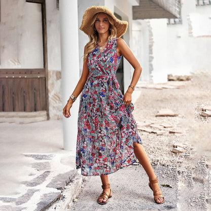 Chic Floral Elizabeth Ainsley Vacation Midi Dress