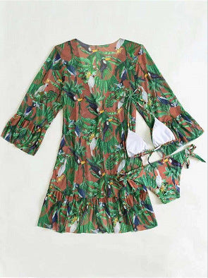 Tropical Print Elizabeth Ainsley Bikini Kimono Set