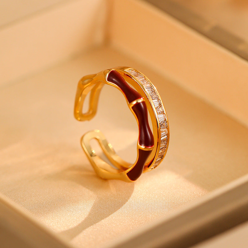 Crystal Enamel Open Ring