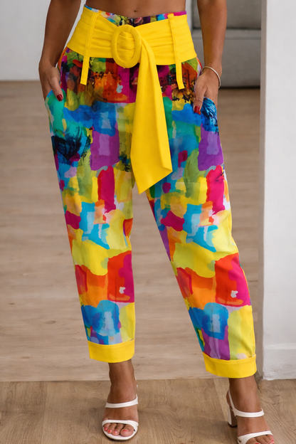 Floral Linen Cropped Pants Elizabeth Ainsley Women’s