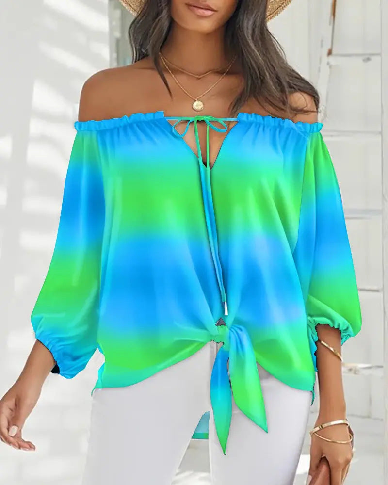 Chic Off Shoulder Printed Top Elizabeth Ainsley