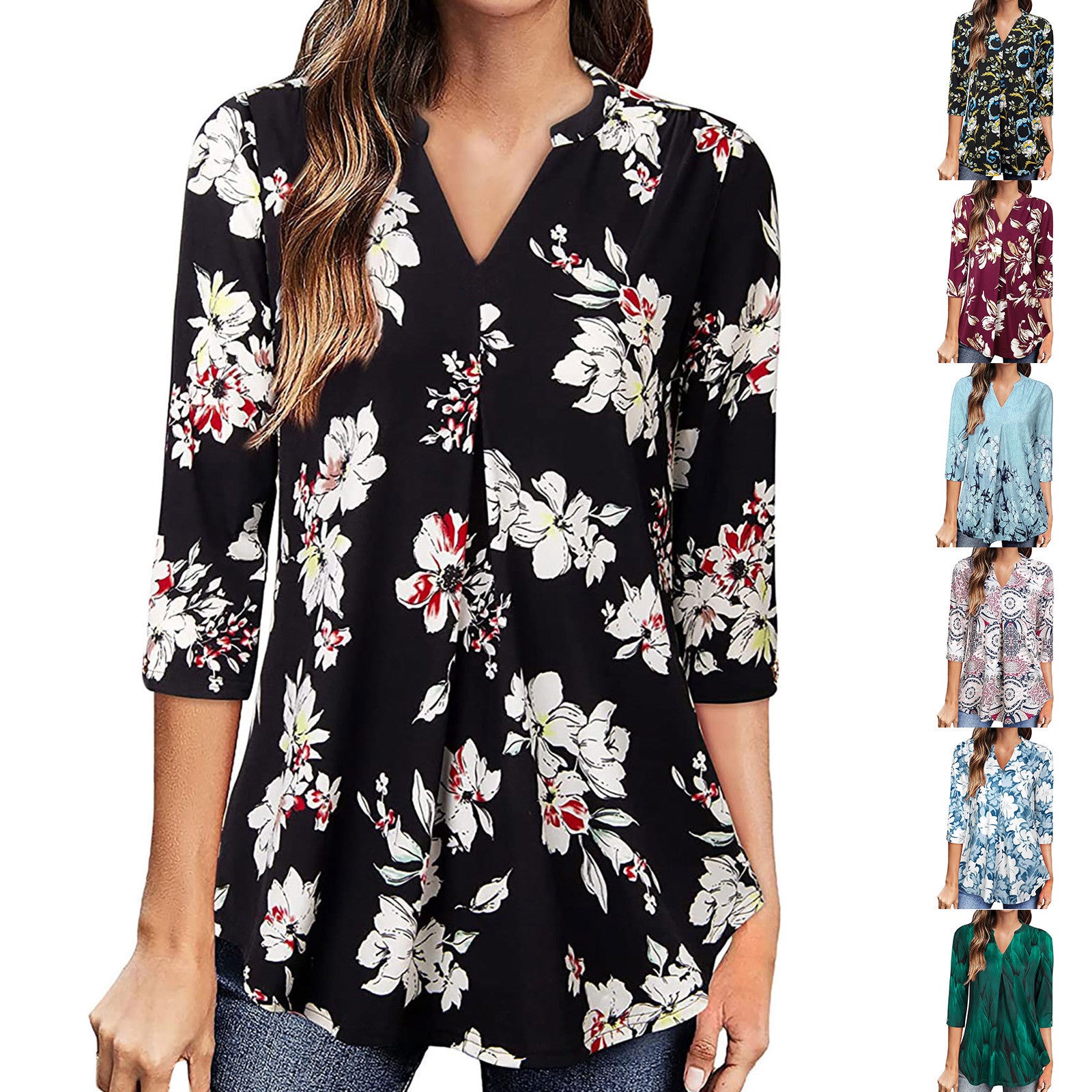 Floral V-Neck Top by Elizabeth Ainsley
