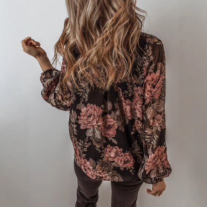 Floral Chiffon V-Neck Top Elizabeth Ainsley