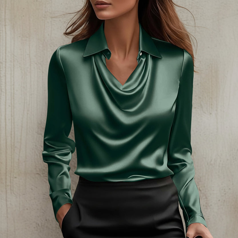 Elegant Satin Swing Collar Top by Elizabeth Ainsley