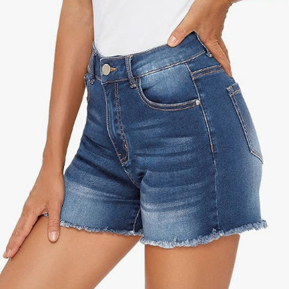 High Waist Slim Fit Denim Shorts by Elizabeth Ainsley