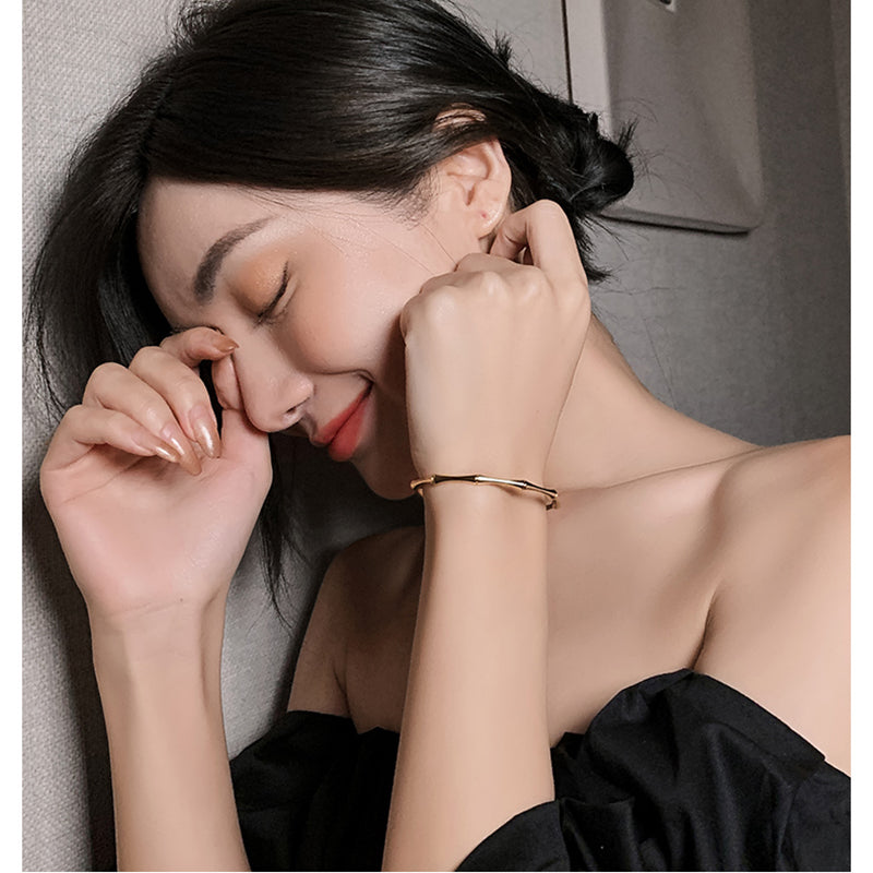 Textured Open Cuff Bracelet with Sculpted Segment Design