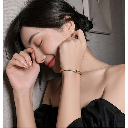 Textured Open Cuff Bracelet with Sculpted Segment Design