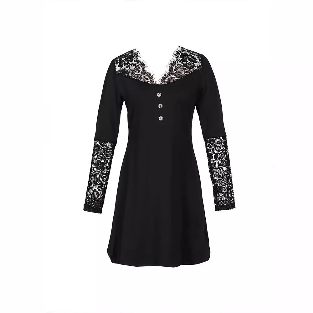 Elegant Lace V-Neck Dress by Elizabeth Ainsley