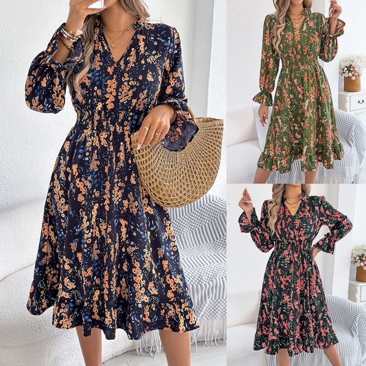 Floral Bell Sleeve Elizabeth Ainsley Midi Dress