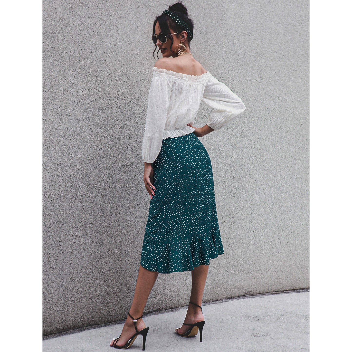 Elegant Ruffle Polka Dot Skirt by Elizabeth Ainsley