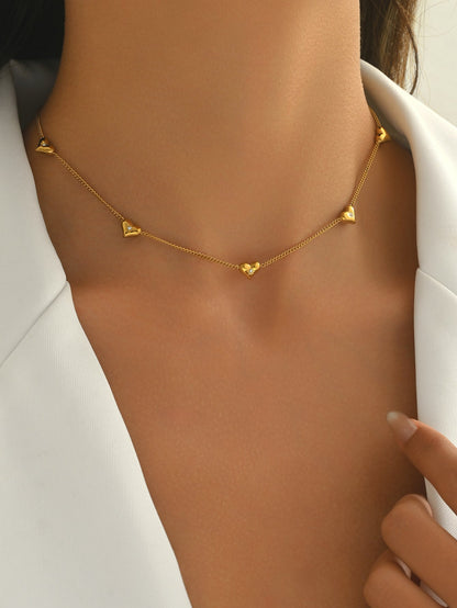 Delicate Heart Charm Necklace with Fine Chain