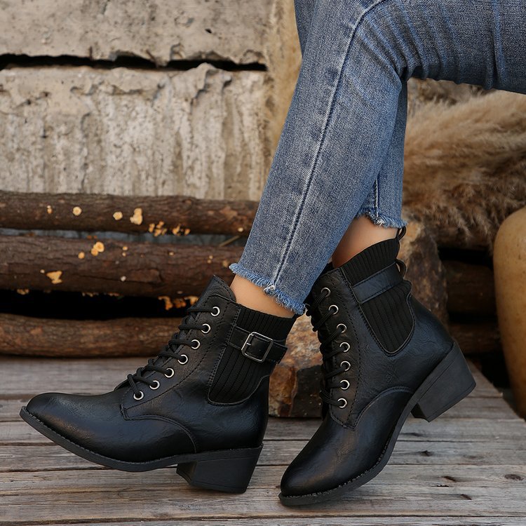 Elizabeth Ainsley Wedge Ankle Boots - Lace Up Comfort