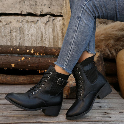 Elizabeth Ainsley Wedge Ankle Boots - Lace Up Comfort