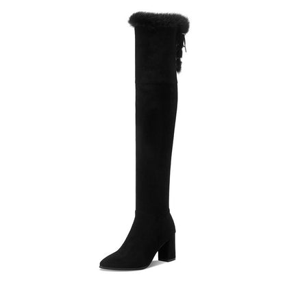 Elizabeth Ainsley Stretch Boots - Velvet Thick Heel Comfort