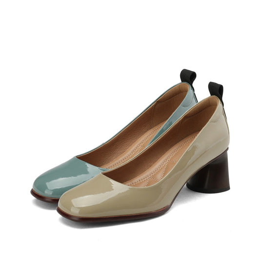 Elegant Leather Chunky Heels by Elizabeth Ainsley