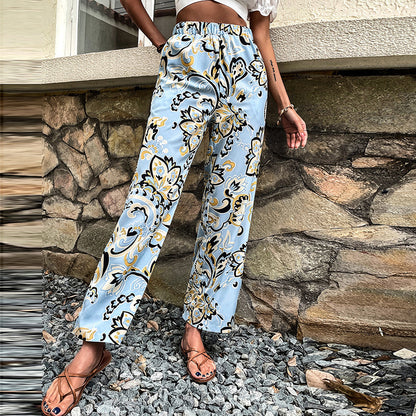 Floral Print Straight-Leg Pants by Elizabeth Ainsley