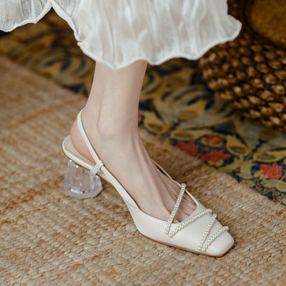 Elegant Crystal Heel Sandals by Elizabeth Ainsley