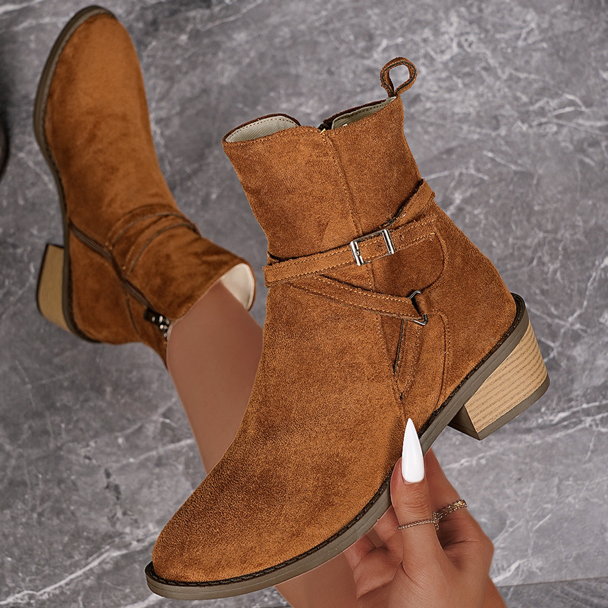 Elizabeth Ainsley Ankle Boots - Cross-Strap Mid-Heel Comfort